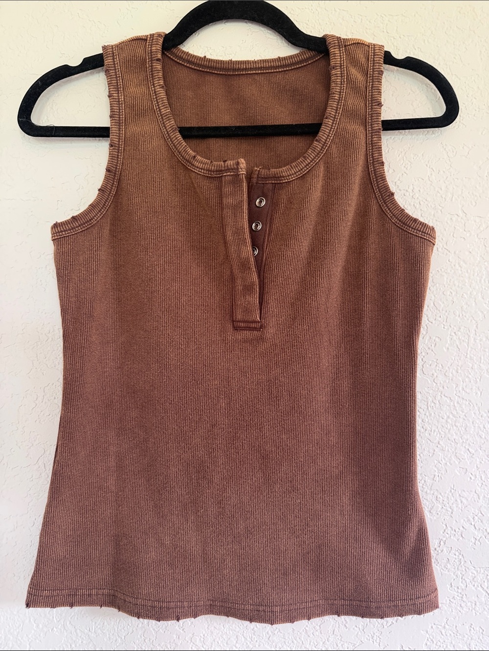 Women’s Ribbed Distressed Henley Tank Top-NWOT Bought from Boutique & Never worn